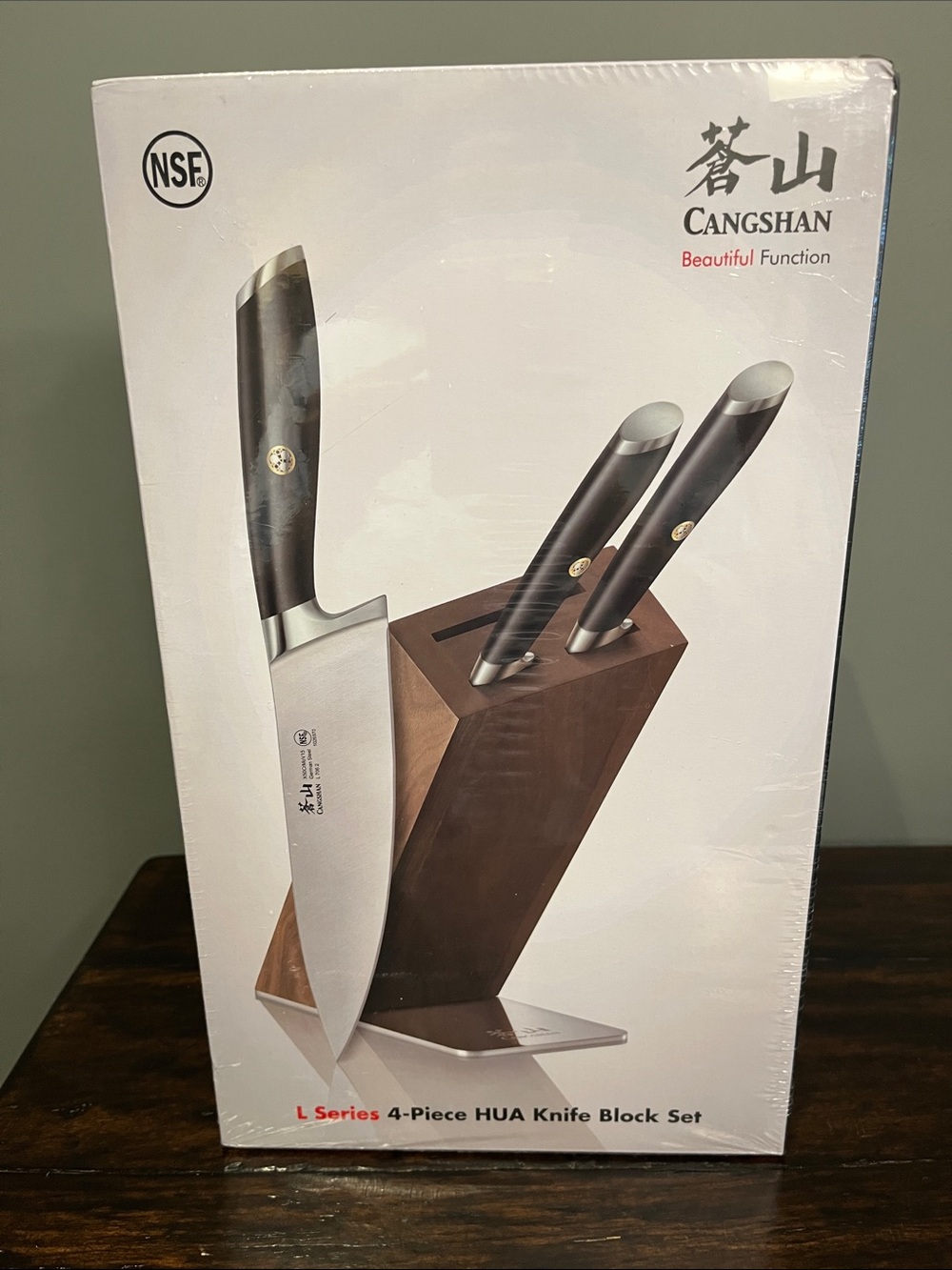 Cangshan L Series 4-Piece HUA Knife Block Set - Black Handles